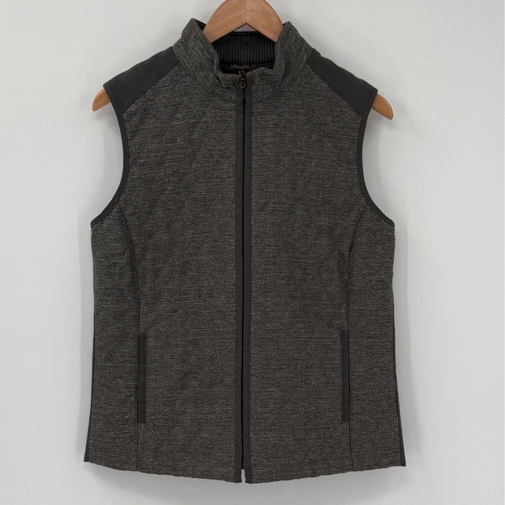 J. McLaughlin Gray Knit Zip Front‎ Vest Jacket Women's Large Pockets